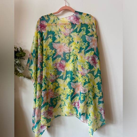 West Loop Kimono Beach Coverup Tropical Floral Wrap Women One Size Fits Most NWT - Picture 6 of 6